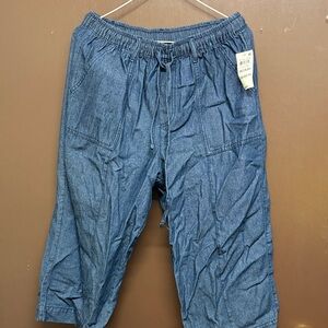 Karen Scott Denim Drawstring Capris